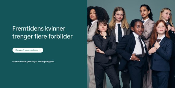 Et lite bilde av annonsen til DnB med tittelen "Fremtidens kvinner trenger flere forbilder"