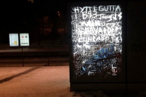 Waiting for the metro in the dark at Voksenkollen